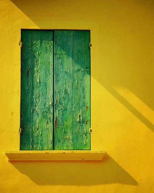 Green Window With Yellow Wall paint by numbers