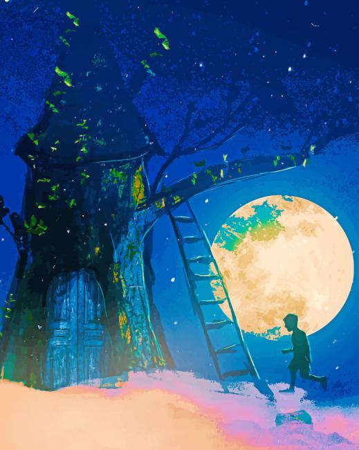 Kid And Tree Moon Silhouette - NEW Paint By Numbers - Paint by numbers ...