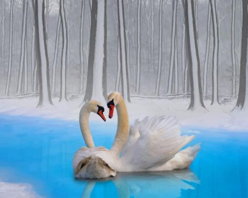 Lovely Swan Couple paint by number