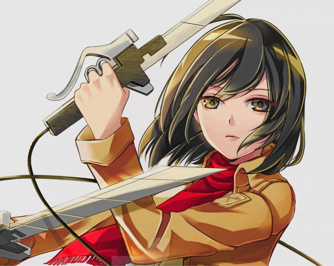 Mikasa Ackerman With A Sword paint by number