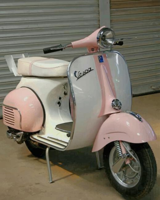 Pink and White Vespa paint by numbers