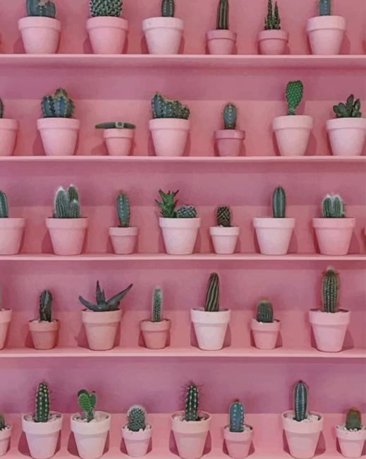 Pink Cactus Wall paint by numbers