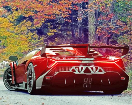 Red Lamborghini Aventador paint by number