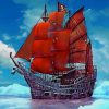 Red Sail Pirate Ship paint by number