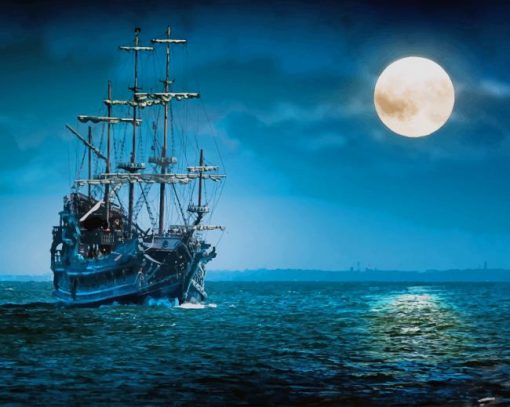 Ship Full Moon paint by number