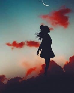 Silhouette Aesthetic Girl Sky paint by numbers