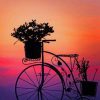 Silhouette Of Bike With Flowers paint by numbers