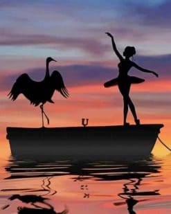 Silhouette of Girl and Bird Dancing paint by numbers