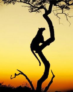 Silhouette Of Leopard On Tree paint by numbers