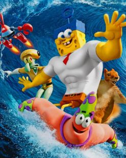 Spongebob Surfing With His Friends paint by numbers