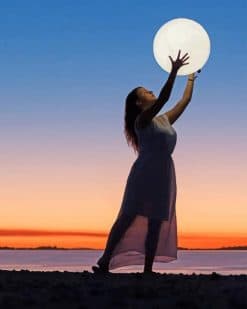 Woman Holding Moon Fantasy paint by number