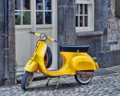 Yellow Vespa Scooter paint by number