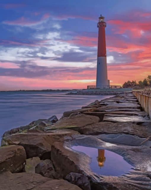Barnegat Lighthouse Sunset paint by numbers