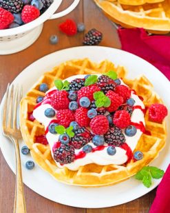Belgian Waffle With Fruits paint by numbers