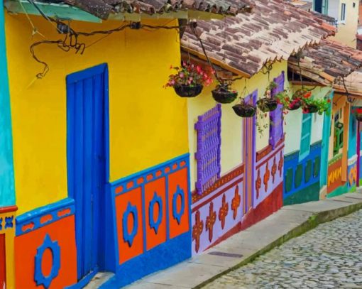Bright Little Houses In Colombia paint by number