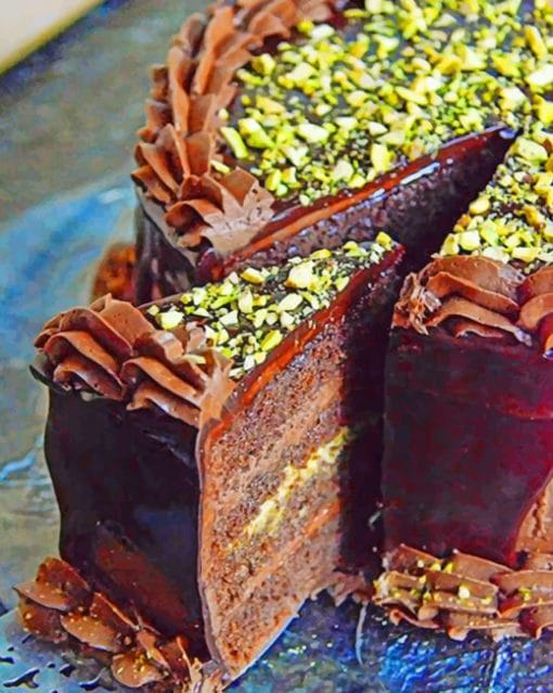 Chocolate And Pistachio Layer Cake paint by numbers