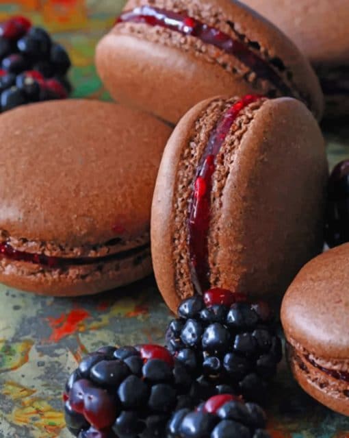Chocolate Macarons With Blackberry paint by numbers