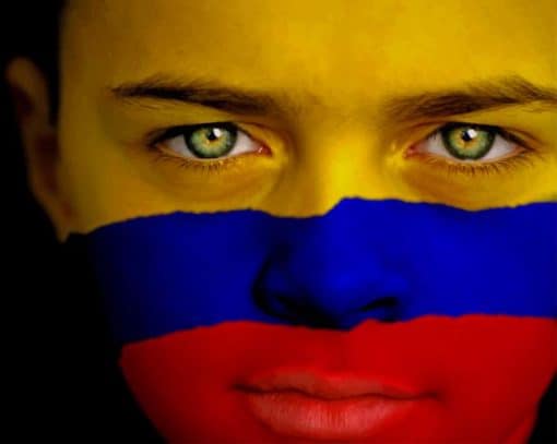Colombia Flag Painted On Face paint by number