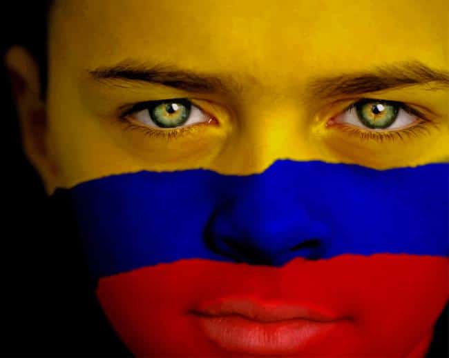Colombia Flag Painted On Face paint by number
