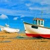 Fishing Boats On Beach paint by number