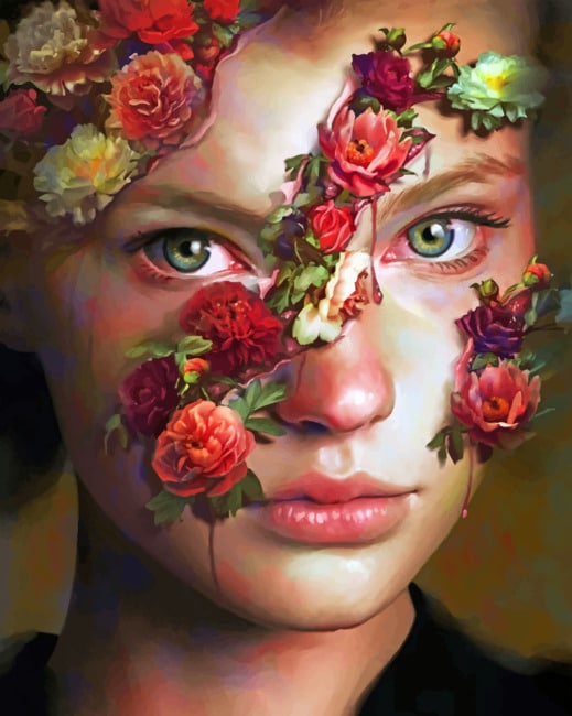 Floral Face Artwork paint by numbers