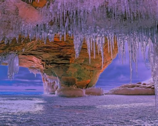 Icicles In Beach Cave paint by number
