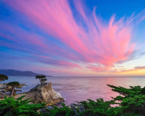 Pebble Beach California Sunset paint by number