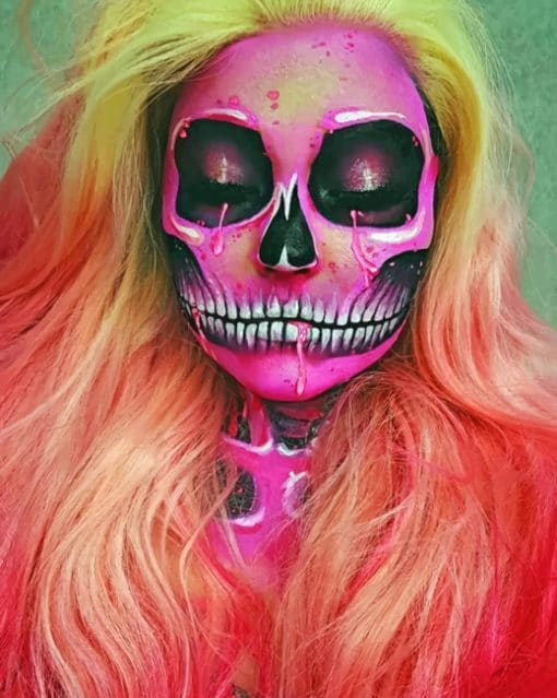 Pink Skull Girl paint by numbers