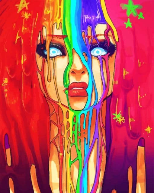Rainbow Illustration Girl paint by numbers