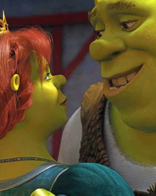 Romance Couple Shrek And Fiona paint by numbers