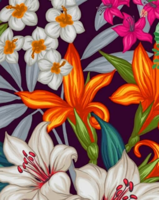 Tropical Flowers paint by numbers