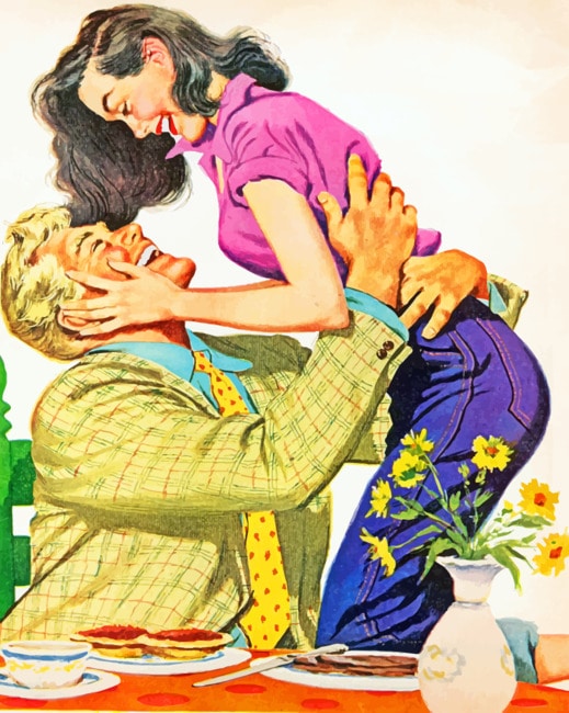 Vintage Illustration Couple paint by numbers
