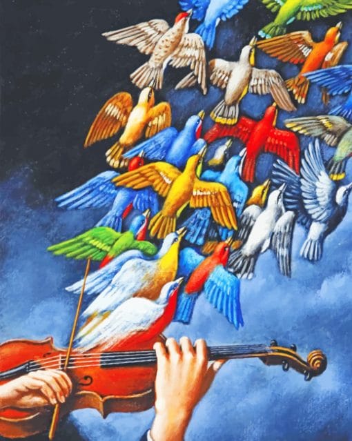 Violin Birds Art paint by numbers