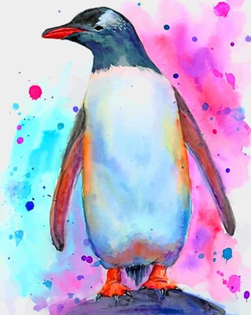 Watercolor Penguin paint by numbers