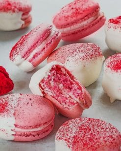 White Chocolate Raspberry Macarons painnt by numbers