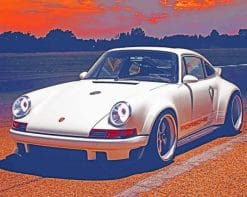 White Porsche Singer paint by numbers