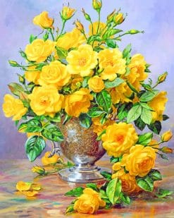 Yellow Roses In Vase paint by numbers