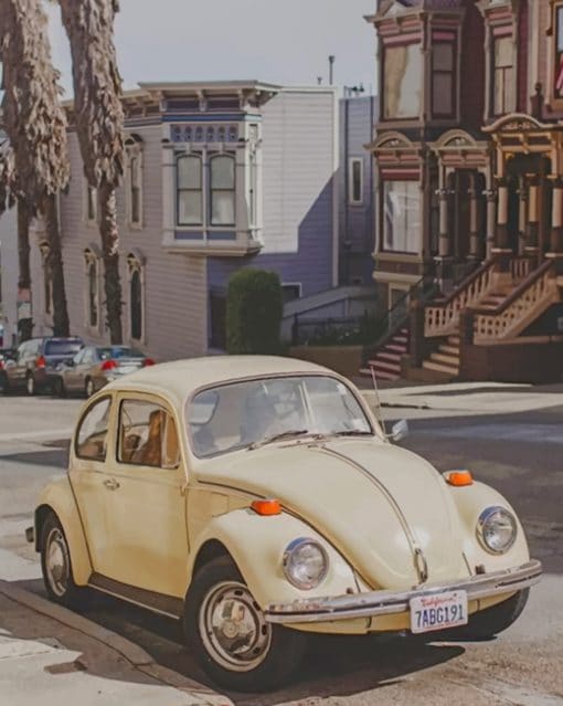 Yellow Volkswagen Beetle paint by numbers