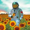 Aesthetic Astronaut In Sunflower Field paint by numbers