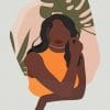 Black Woman With A Monstera Leaf paint by numbers