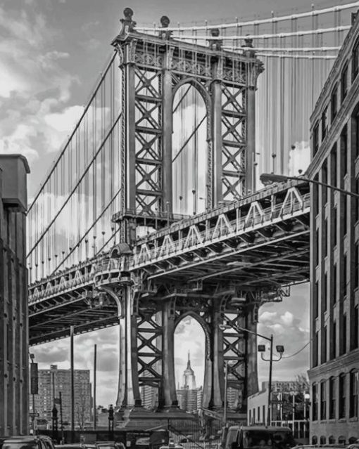 Black And White Brooklyn Bridge paint by numbers
