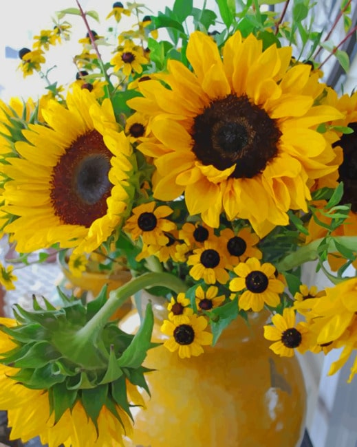 Black Eyed Susan And Sunflower paint by numbers