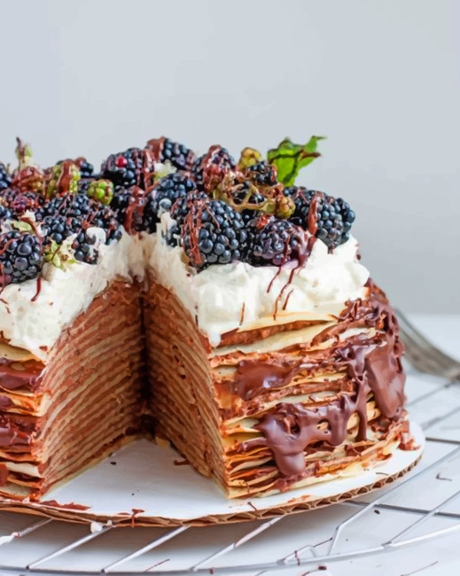 Blackberry Crepes Cake paint by numbers
