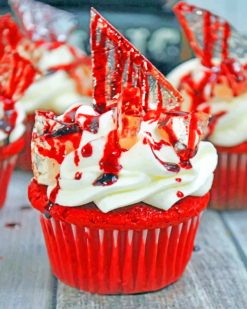 Bloody Halloween Cupcakes paint by numbers