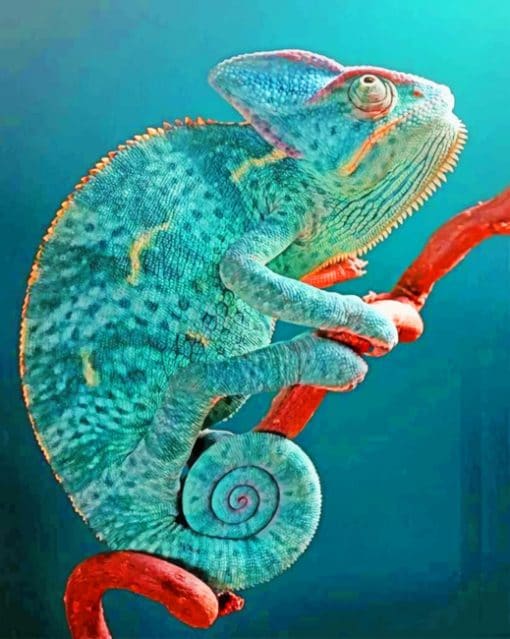 Blue Chameleon paint by numbers