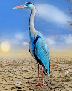 Blue Crane Bird paint by number