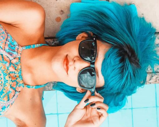 Blue Haired Girl With Sunglasses paint by number