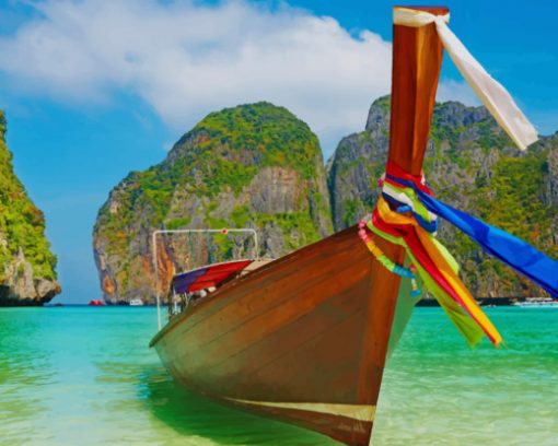 Boat Thailand Beach paint by number