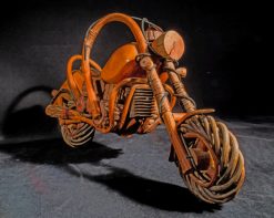 Brown Wooden Chopper Motorcycle paint by numbers