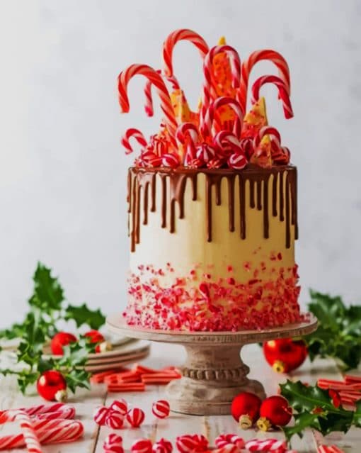 Candy Cane Christmas Cake painnt by numbers